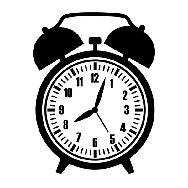 Black White Classic Alarm Clock Illustration — Stock Vector