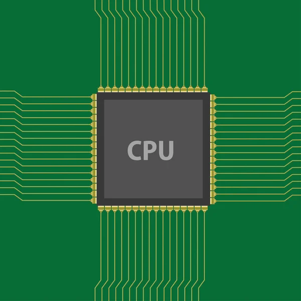Cpu Számítógép Chip Zöld Háttérrel — Stock Vector