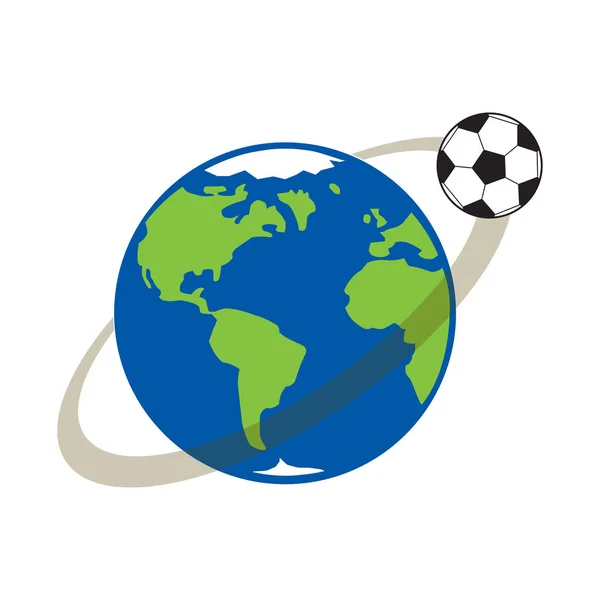 Konzeptplakat Mit Fußballball Der Den Planeten Erde Kreist — Stockvektor