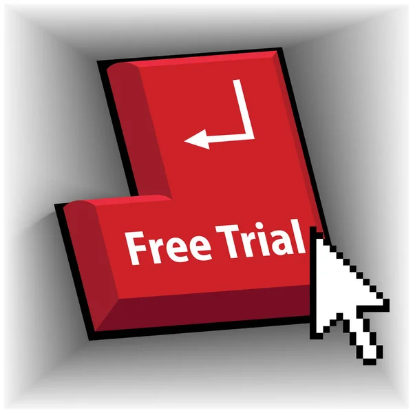 Red Computer Button Free Trial Text Arrows — Stock Vector
