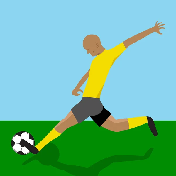 Fotbalista Silueta Hrát Hru Zelené Louce — Stockový vektor