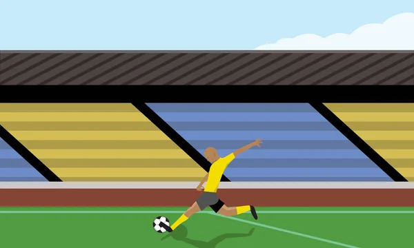 Silhouette Joueur Football Jouant Jeu Sur Terrain Vert — Image vectorielle