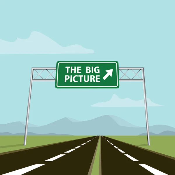 大きな画像道路標識や山の背景と高速道路 — ストックベクタ