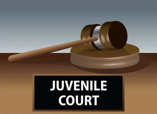 Giudice Gavel Con Testo Del Tribunale Minorile — Vettoriale Stock