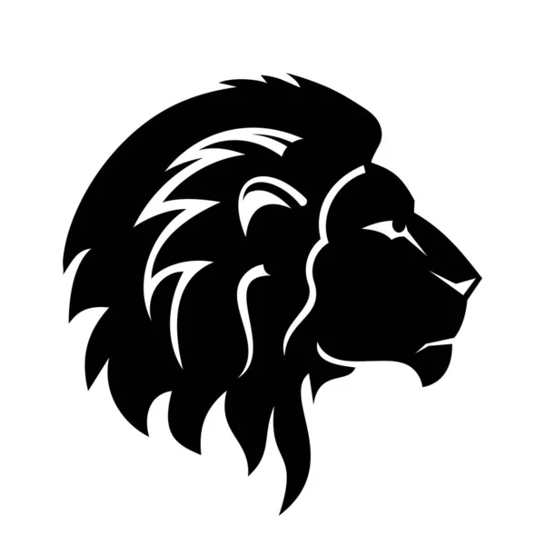 Tête Lion Noir Isolée Sur Fond Blanc — Image vectorielle