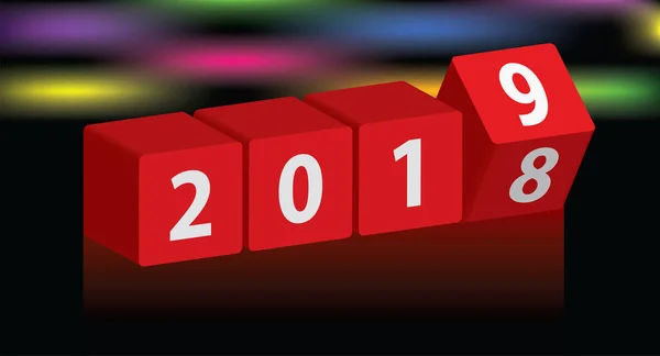 Poster Penuh Warna Dengan Teks Tahun Baru 2019 - Stok Vektor