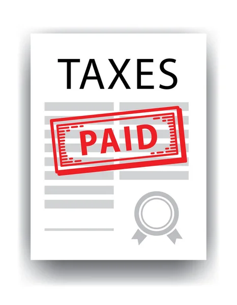 Paper Sheet Taxes Paid Text — Stock Vector