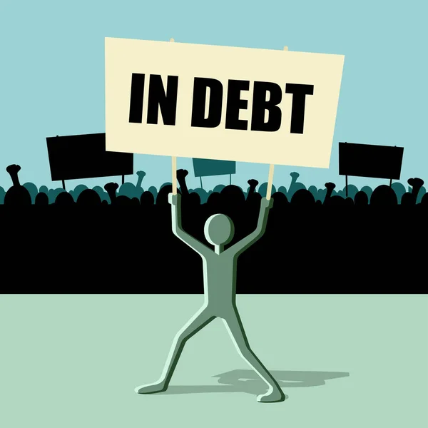 Protesto Com Multidão Conceito Dívida — Vetor de Stock