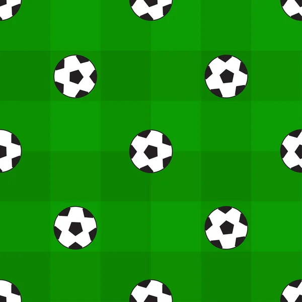 Nahtloser Hintergrund Mit Fußballbällen Auf Dem Grünen Feld — Stockvektor