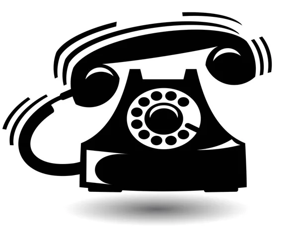 Siyah monokrom çalan klasik telefon beyaz arkaplanda izole edilmiş.