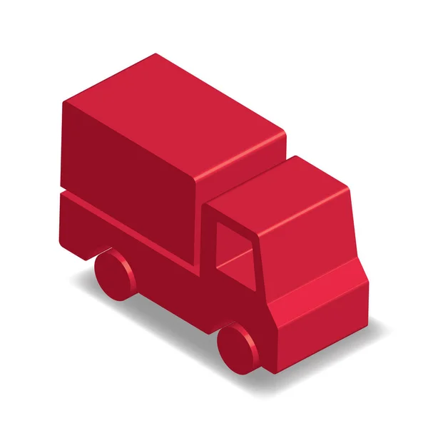 Camion Isométrique Rouge Isolé Sur Fond Blanc — Image vectorielle