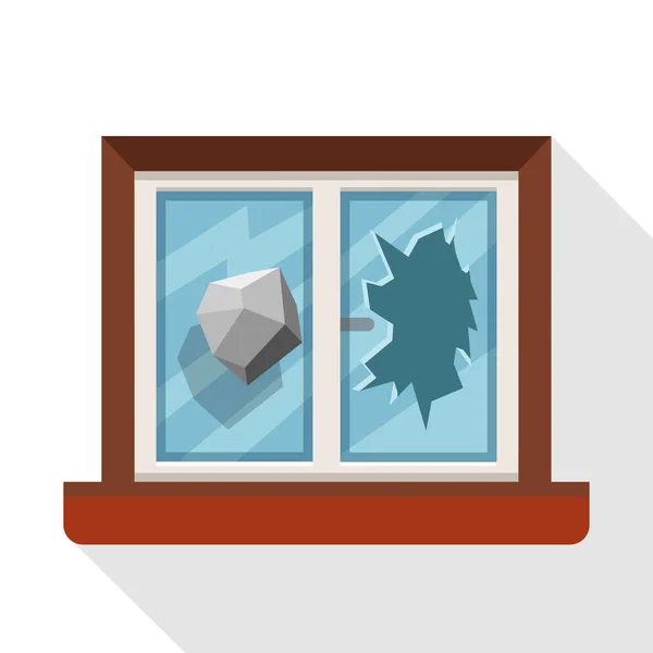 Fenster Mit Glasscherben Und Steinschlag — Stockvektor