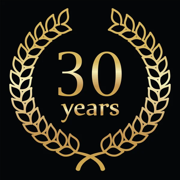 30 yıllık çelenkli bir poster, siyah ve altın renkli.