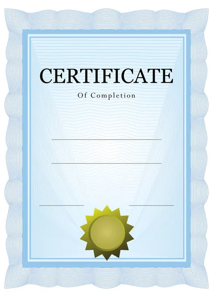 Blue Certificate Template Copy Space — Stock Vector