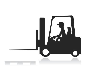 Siyah ve beyaz forklift çizimi 