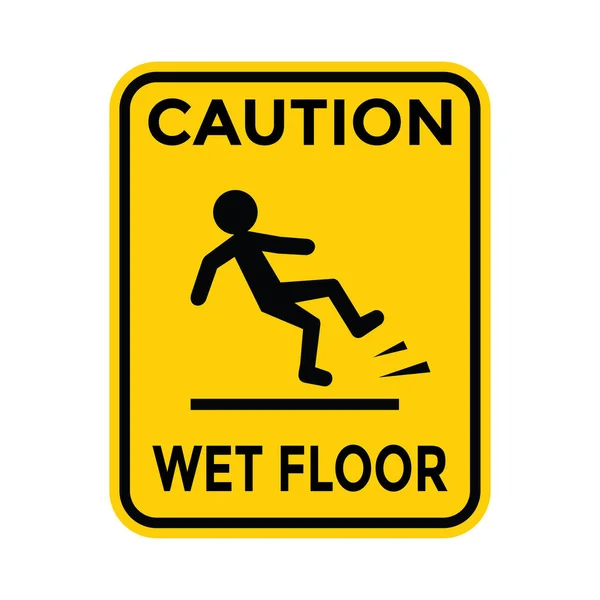 Yellow Black Road Sign Caution Wet Floor — Stock Vector
