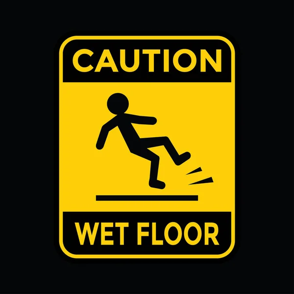 Yellow Black Road Sign Caution Wet Floor — Stock Vector