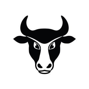 boğa ya da inek kafası siyah-beyaz, vektör rahatsızlığı