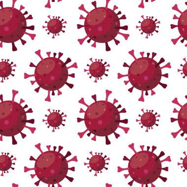 Corona virüsü soyut, kusursuz desen, vektör illüstrasyonu 