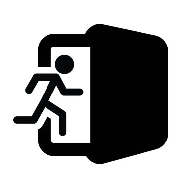 çıkış simgesi, siyah ve beyaz, vektör illüstrasyonu