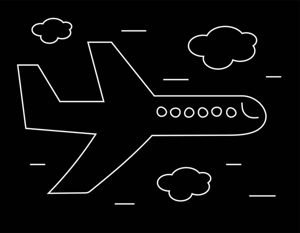 Simple Airplane Drawn Blackboard Vector Illustration — Stock Vector