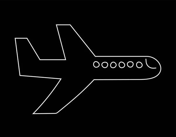 Simple Airplane Drawn Blackboard Vector Illustration — Stock Vector