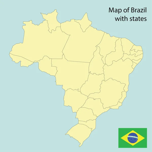 Mapa Brasil Con Estados Bandera Esquina Ilustración Vectorial — Vector de stock