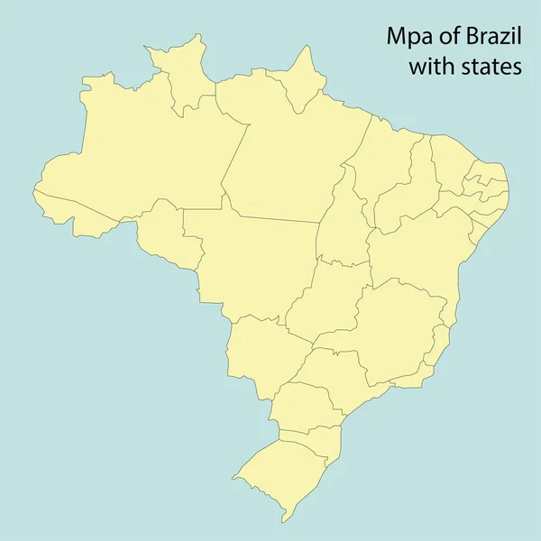 Mapa Brasil Com Estados Ilustração Vetorial — Vetor de Stock