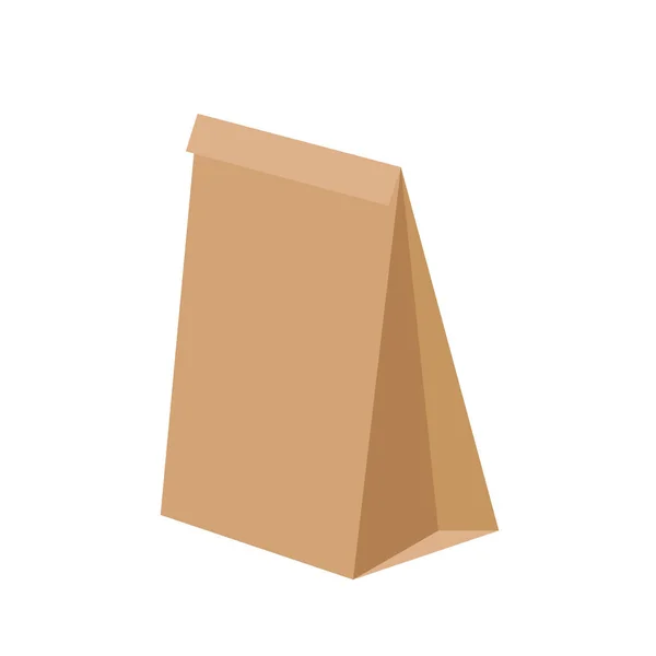 Brown Paper Bag Closed Vector Illustration — Stock Vector