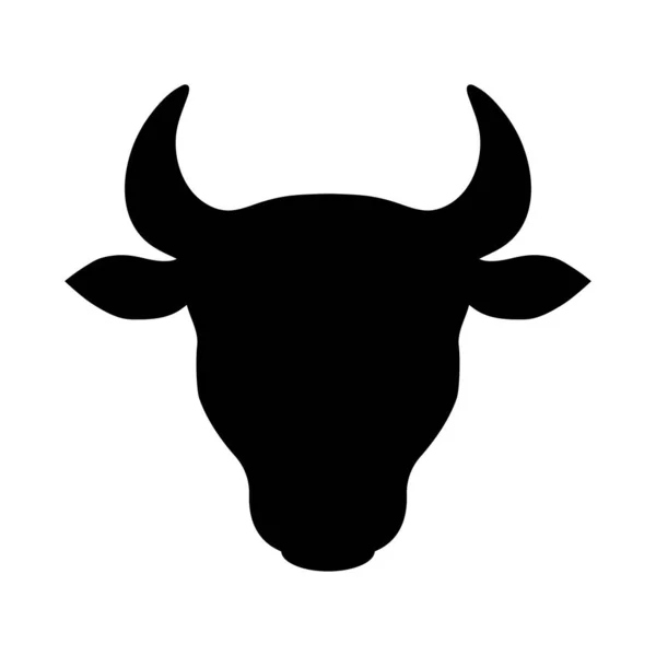 Черно Белая Голова Быка Коровы Силуэт Векторное Освещение — стоковый вектор