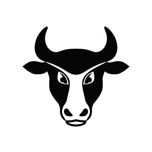 Tête Taureau Vache Noir Blanc Illusion Vectorielle — Image vectorielle