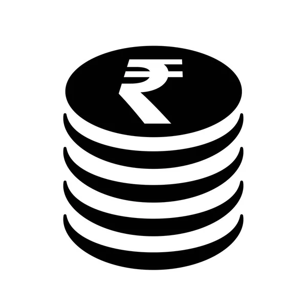 Indian Rupee Coin Pile Icon Logo Vector Illustration — Stock Vector