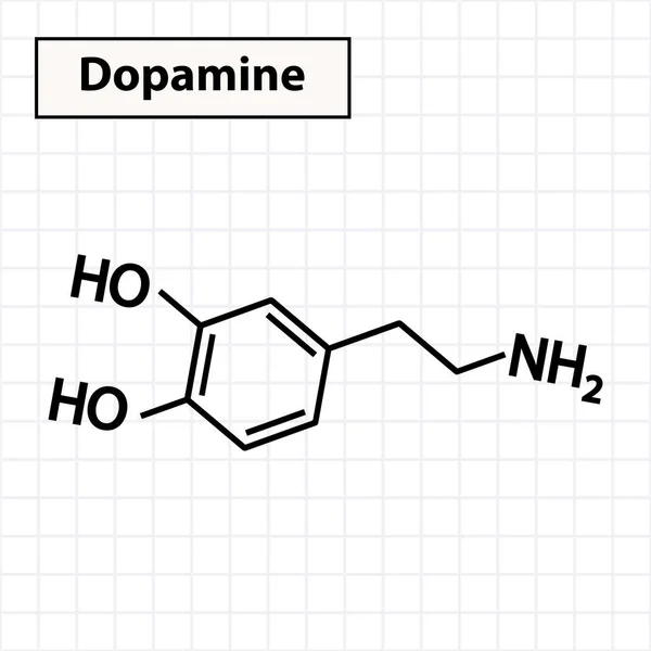 Dopamin Szerkezet Kémia Vektor Illusztráció — Stock Vector