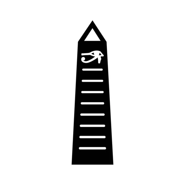 Egyptisk Obelisk Eller Pylon Svart Och Vit Vektor Illustration — Stock vektor