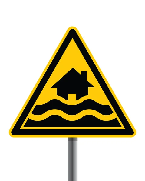 Flood Road Sign Yellow Color Vector Illustration — Stock Vector
