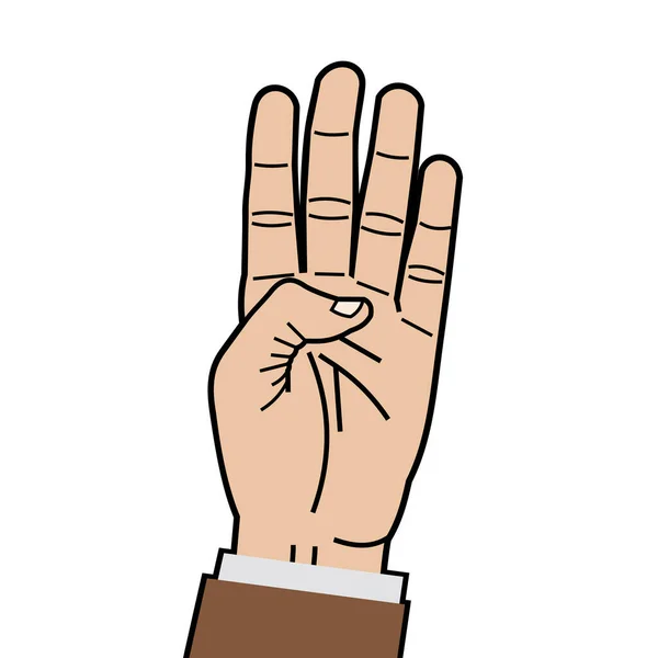 Geste Mit Vier Fingern Vektordarstellung — Stockvektor