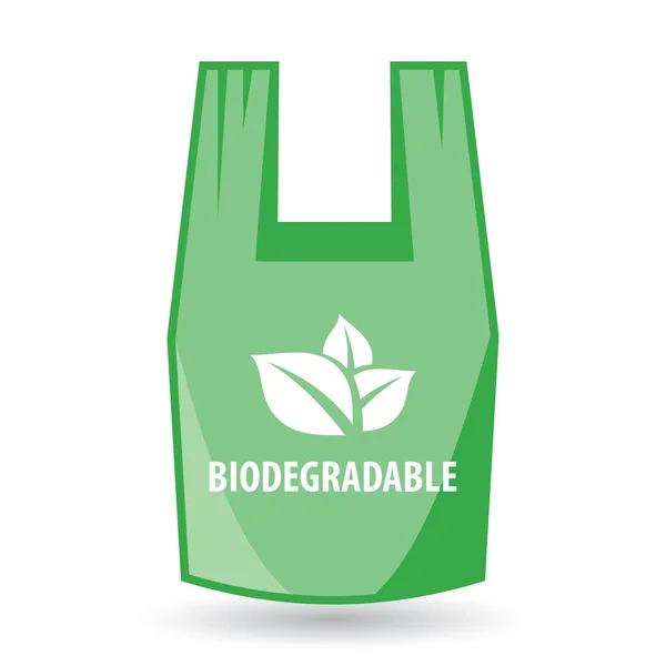 Bolsa Plástico Biodegradable Color Verde Ilustración Vectorial — Archivo Imágenes Vectoriales