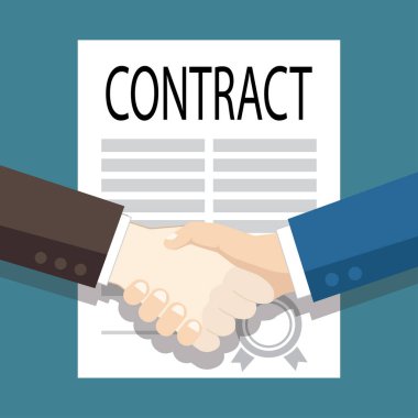 kontrat kağıdı, tokalaşma, vektör illüstrasyonu