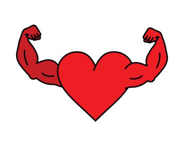 güçlü kalp, inşaatçı eller, vektör çizimi