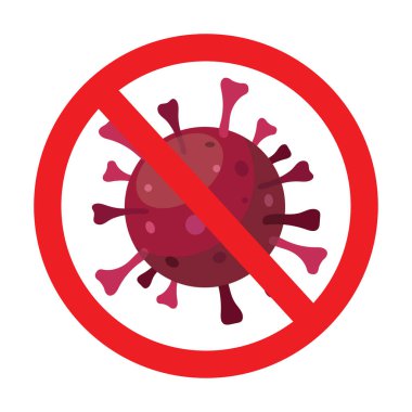 Corona virüsü sembolü yok, vektör illüstrasyonu 