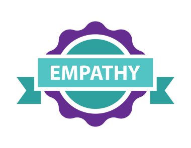 empati, basit mühür mor renk, mavi kurdele, vektör illüstrasyonu