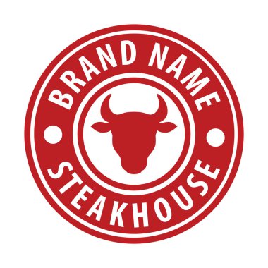 steakhouse or steak house, bull head, red rubber stamp, vector illustration clipart