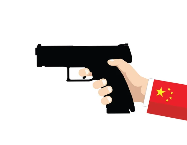 Ручной Пистолет Рукав Китайского Флага Векторная Иллюстрация — стоковый вектор