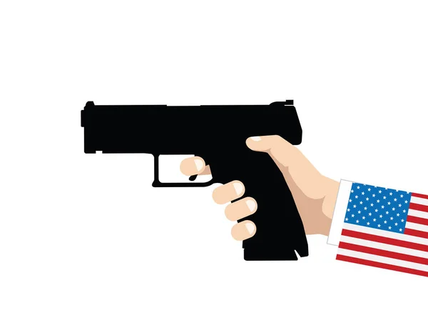 Hand Holding Pistol Usa Flag Sleeve Vector Illustration — Stock Vector