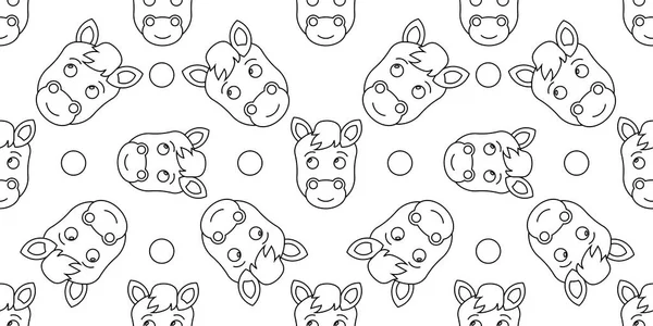 Cute Horse Head Wallpaper Seamless Pattern Vector Illustration — Stock Vector
