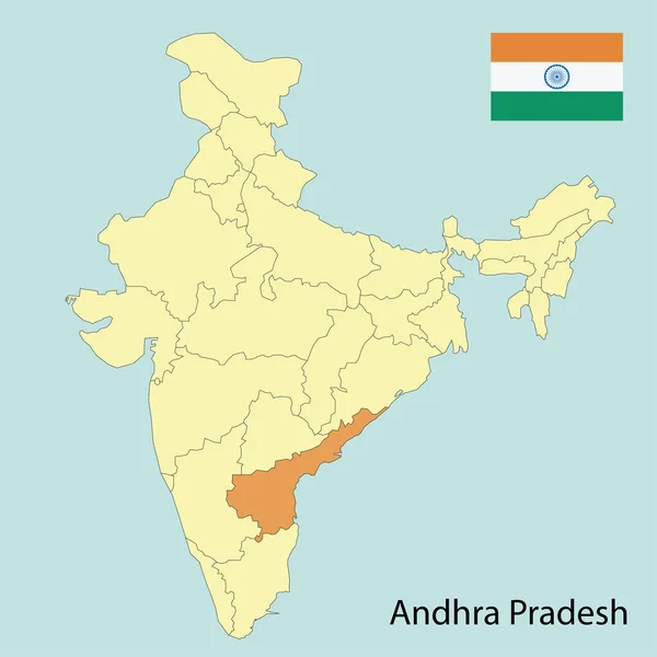 Andhra Pradesh Map India State Borders — Stock Vector