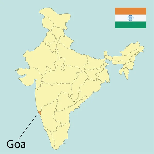 Goa Map India State Borders — Stock Vector