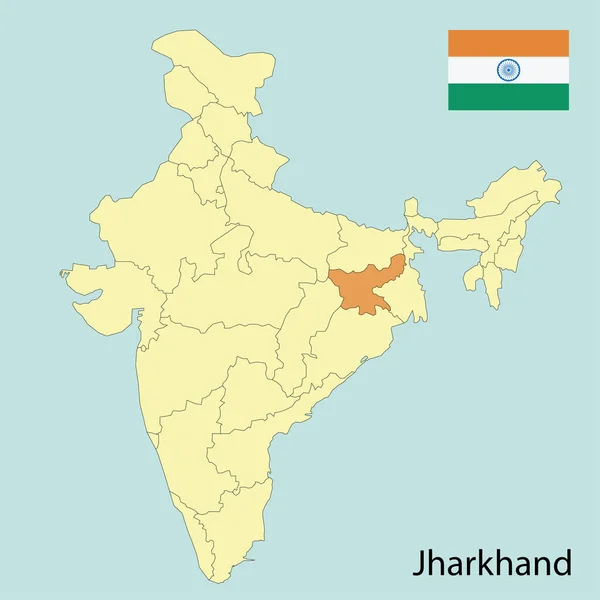 Jharkhand Karta Över Indien Med Statsgränser — Stock vektor