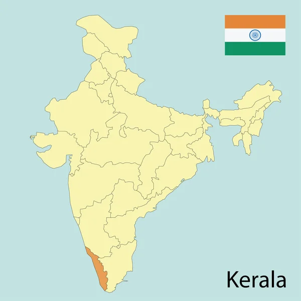Kerala Map India State Borders — Stock Vector
