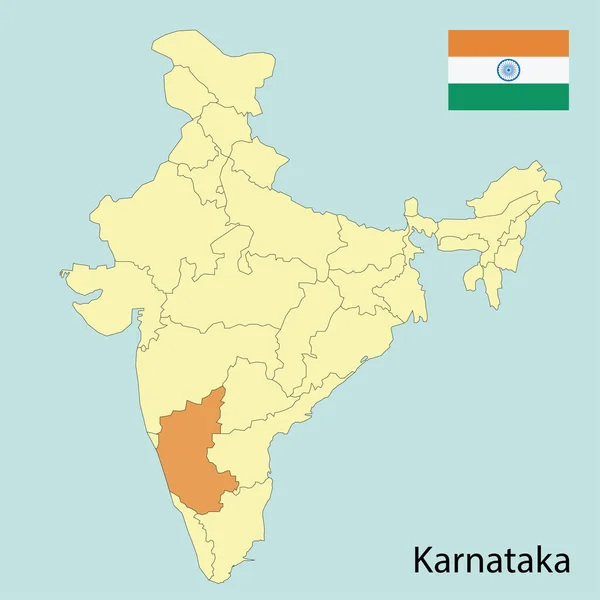 Karnataka Map India State Borders — Stock Vector